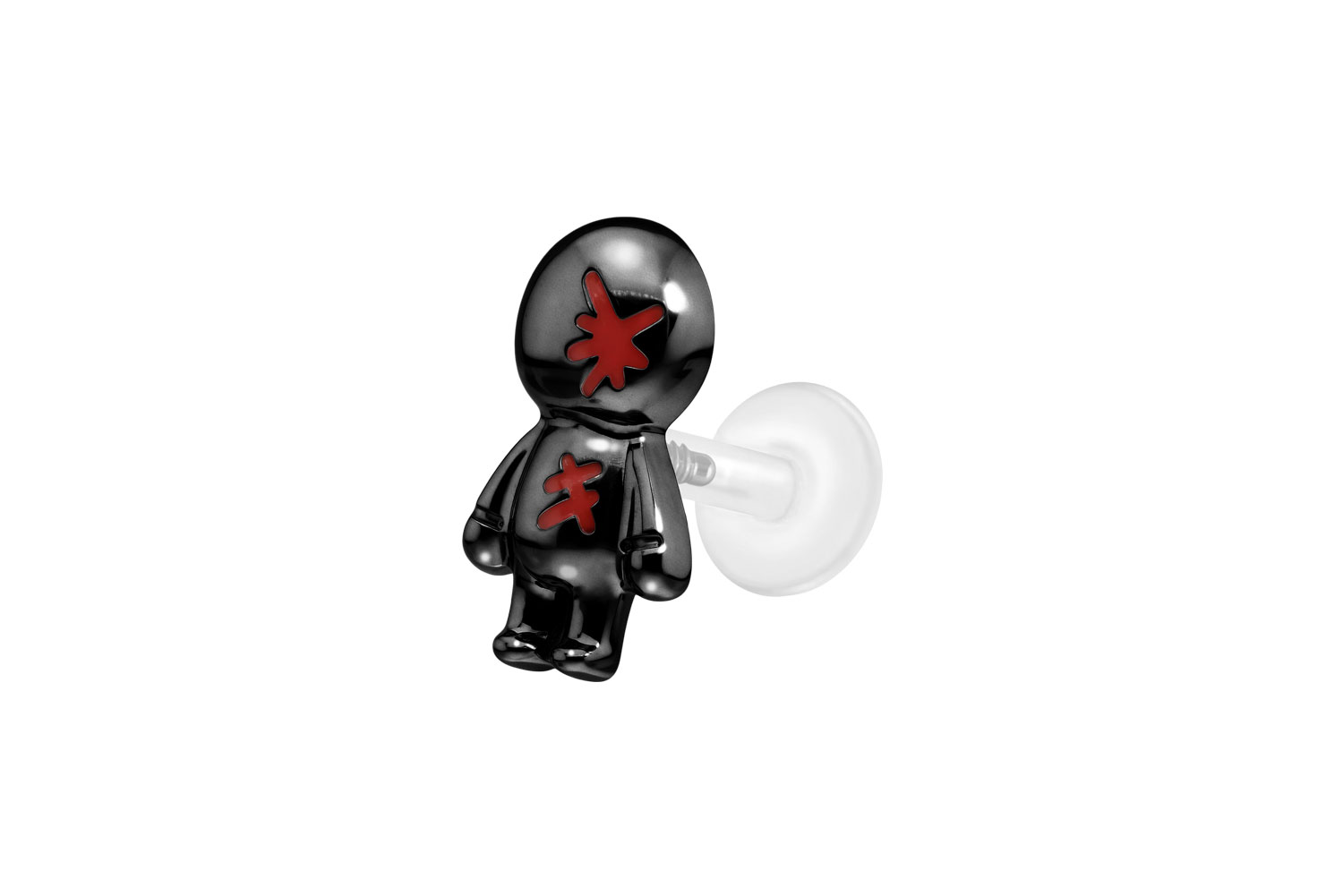 PTFE Labret Piercing mit Innengewinde + Titan-Aufsatz PUPPE